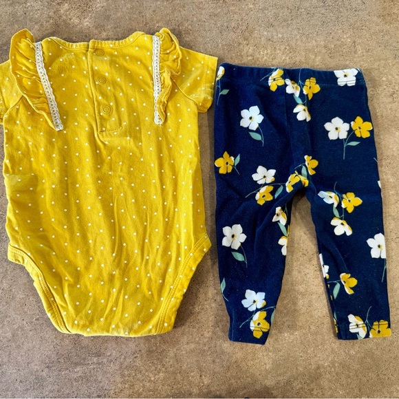Carter's -Yellow Romper and Blue Floral Leggings Set, Size 6M - Picture 2 of 7